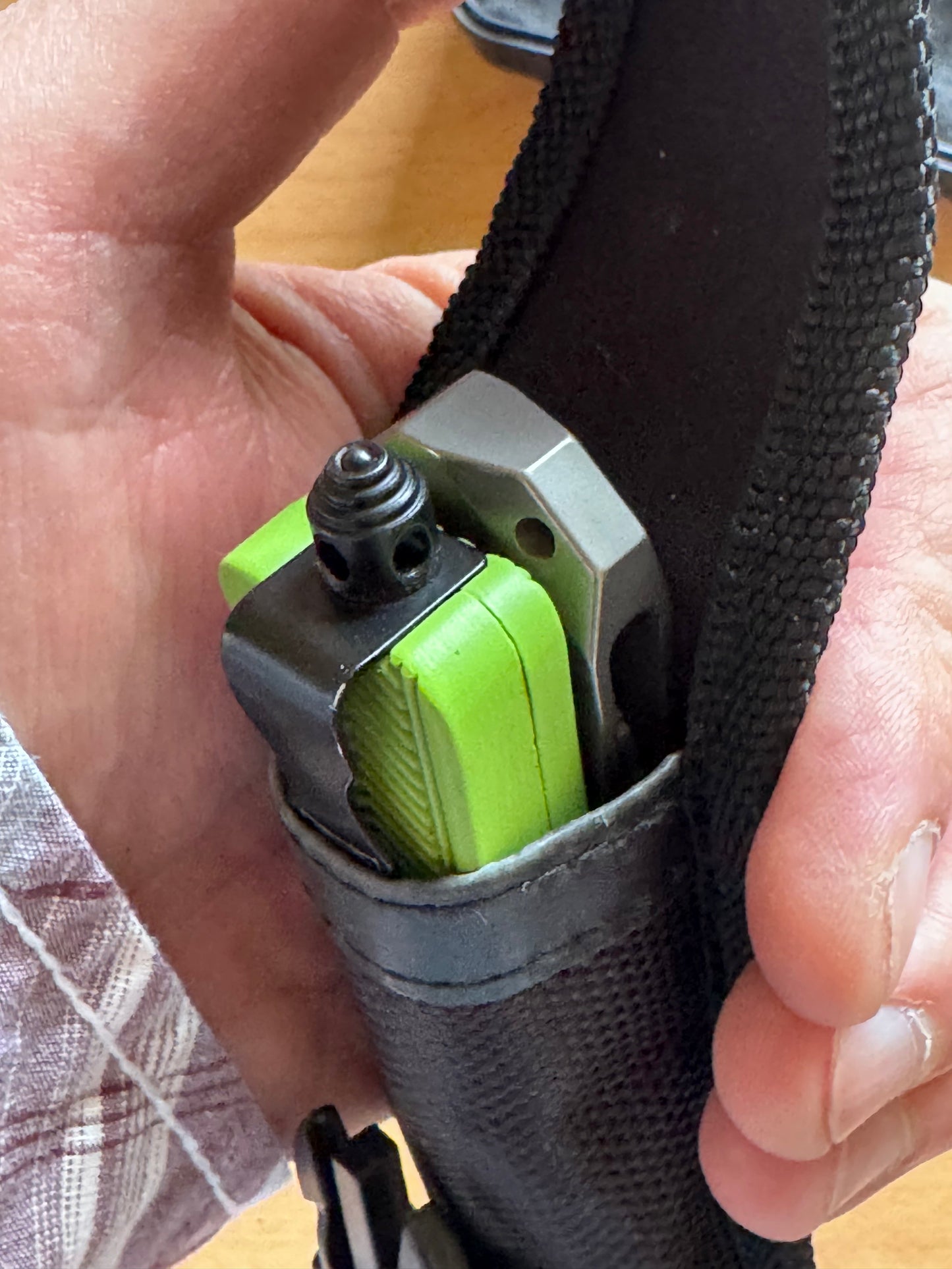 Cobratec OTF Knife — Neon Green D2 Tanto + Titanium Pry Bar Kit
