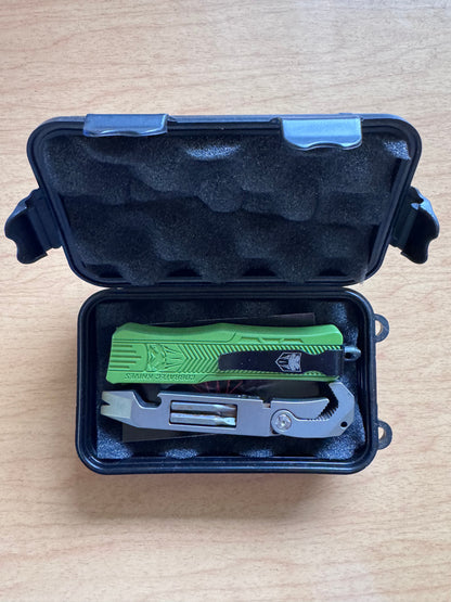 Cobratec OTF Knife — Neon Green D2 Tanto + Titanium Pry Bar Kit