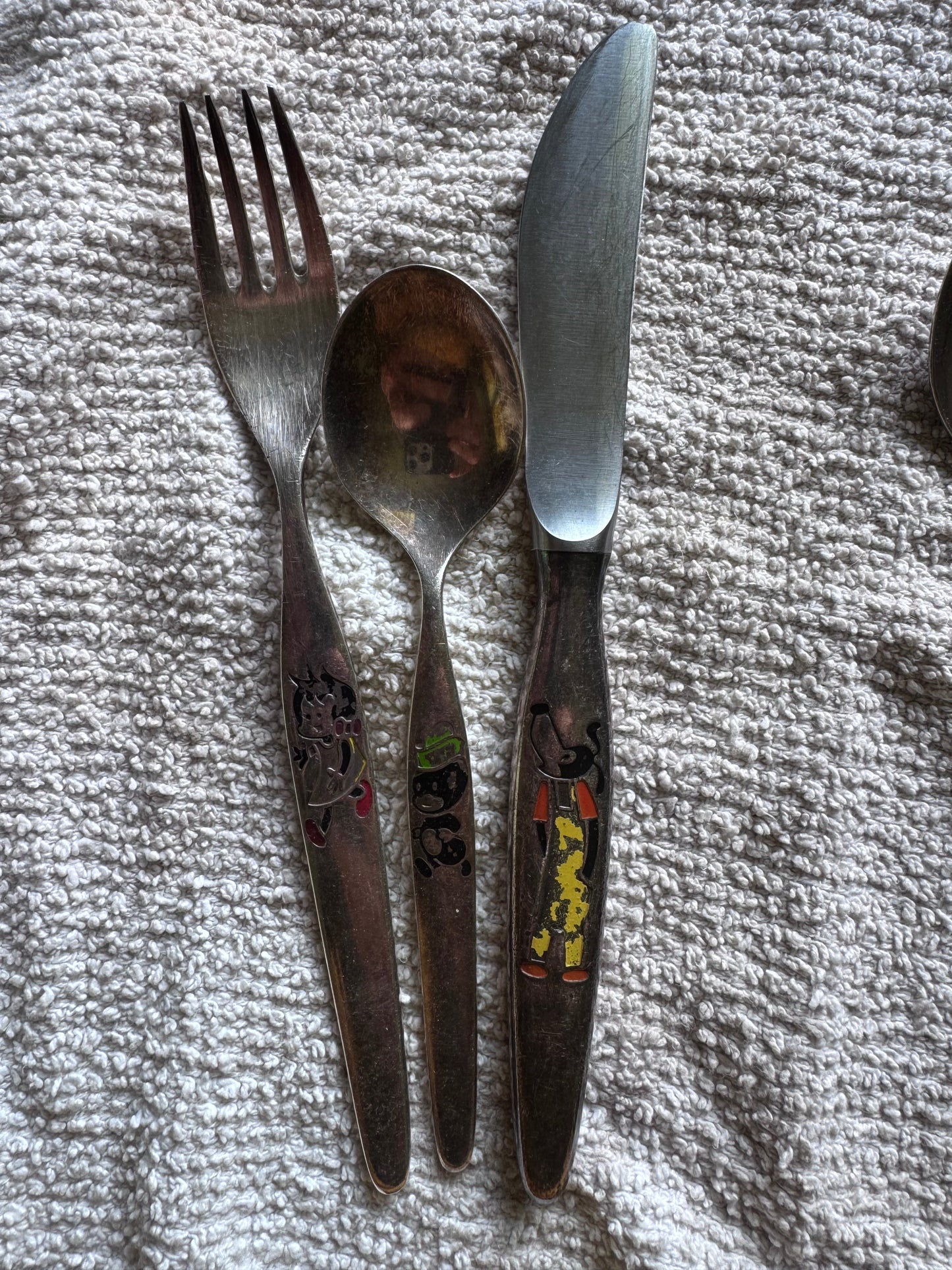 WMF Youth Cutlery Set — Vintage German Silver-Plate with Enamel Characters