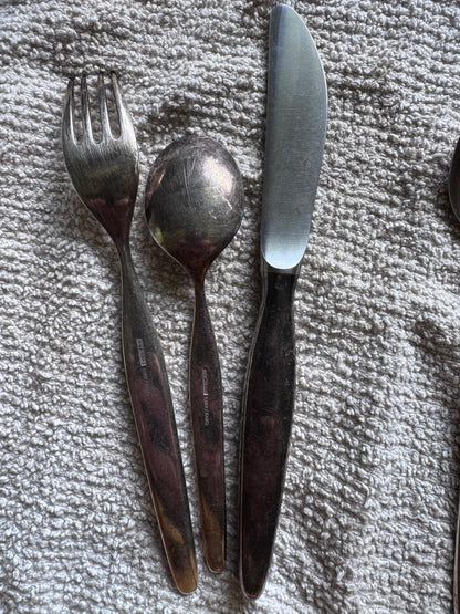 WMF Youth Cutlery Set — Vintage German Silver-Plate with Enamel Characters