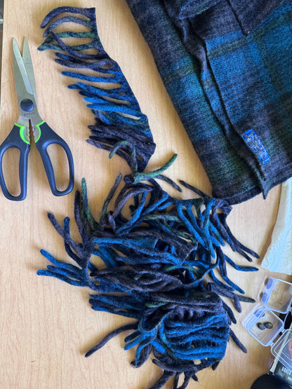 Vintage Pendleton Wool Fringe — Two 5 ft Sections, Hand-Cut, 100% Felted Wool