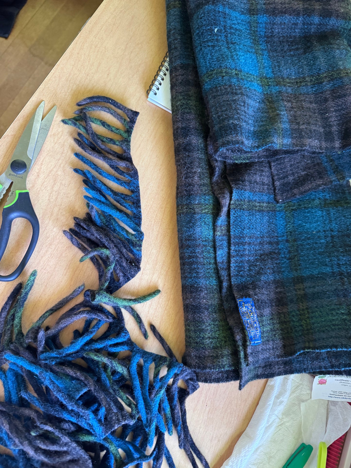 Vintage Pendleton Wool Fringe — Two 5 ft Sections, Hand-Cut, 100% Felted Wool