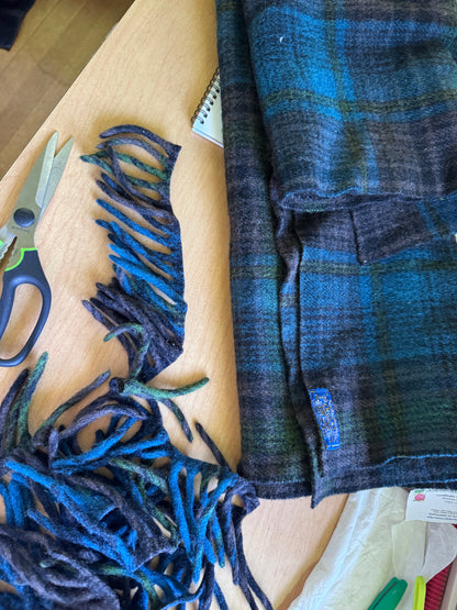 Vintage Pendleton Wool Fringe — Two 5 ft Sections, Hand-Cut, 100% Felted Wool