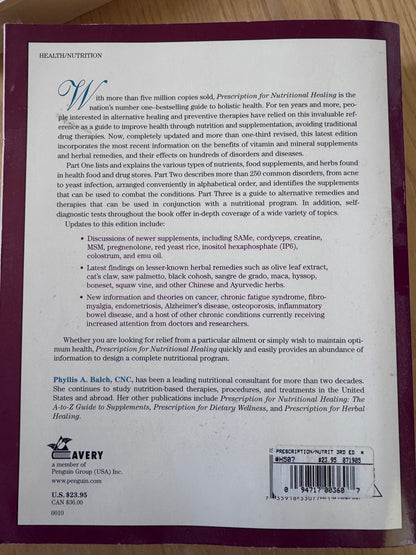 Book: PRESCRIPTION FOR
NUTRITIONAL HEALING