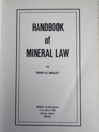 Book: Handbook of Mineral Law