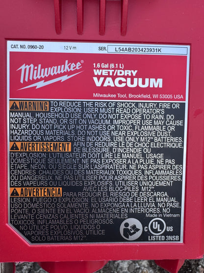 Milwaukee M12 FUEL Shop Vac + AIR-TIP Motorized Nozzle + Compact Vacuum — Complete 3-Piece Set | Excellent Condition